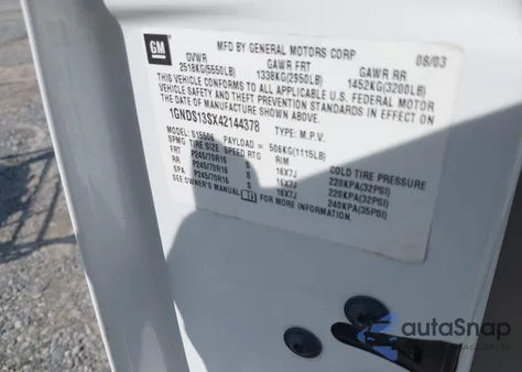 2004 Chevrolet Trailblazer Ls from USA, damaged, VIN 1GNDS13SX42144378